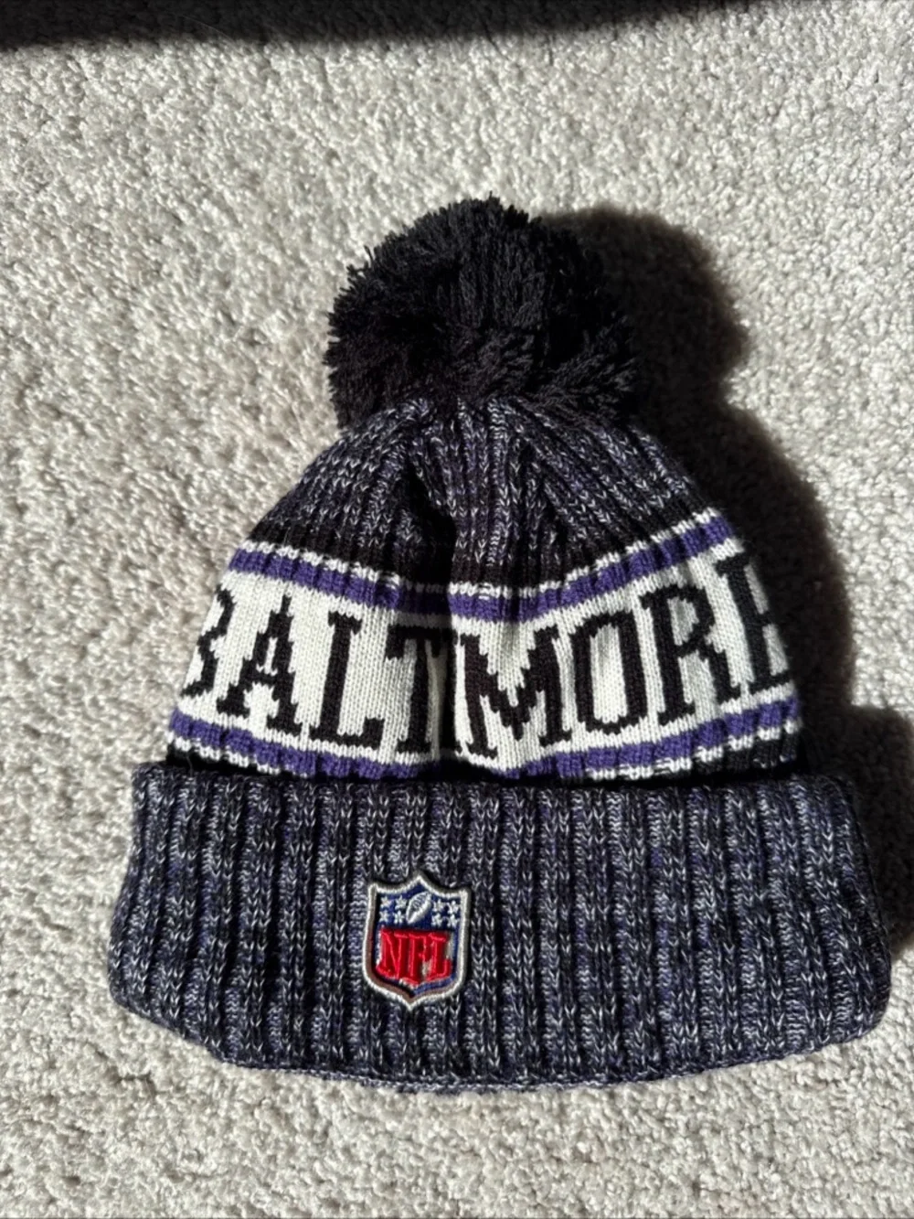 NWOT New Era Baltimore Ravens Knit Hat Pom 2018 Season Field‎ Issued